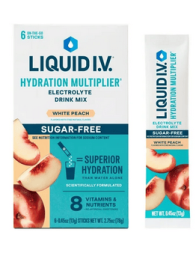 Liquid I.V.® White Peach Sugar-Free Hydration Multiplier® Powdered Electrolyte Drink Mix, 6 Count Packets