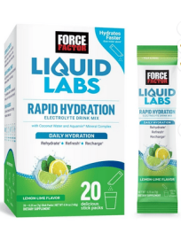 Force Factor Liquid Labs Electrolyte Powder, Hydration Powder, Electrolyte Drink Mix, Lemon-Lime, 20 Packs by Force Factor