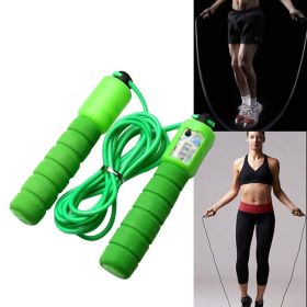 Skipping Rope With Counter Adjustable Length Counter Wear-resistant Foam Cotton Handle JumpRope Exercise Portable Sports Training Equipment (Color: green)